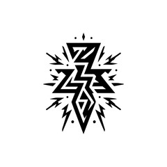 Flat tribal lightning bolts in black on white background