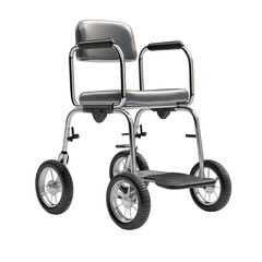Mobility Aid Chrome Transport Wheelchair Image for Healthcare Needs and on transparent background