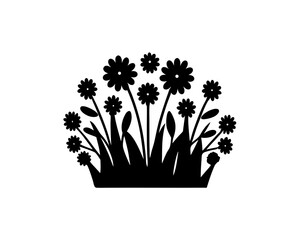 creative Wildflowers (mixed meadows)Icon vector silhouette illustration isolated on white background
