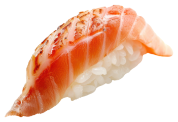 PNG 1 bite Nigiri sushi seafood rice dish.
