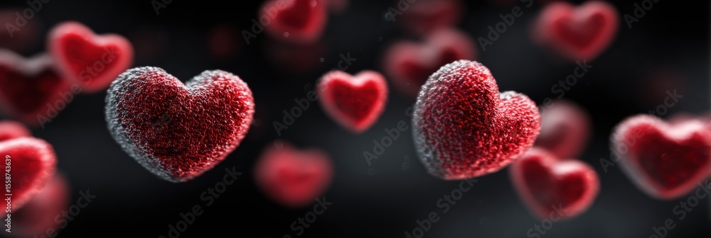 Poster Creative Heart-Shaped Blood Cell Concept in Soft 3D Rendering Showcasing Vibrant Forms in a Mesmerizing Display of Color and Texture