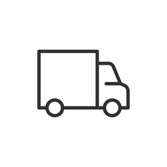 Delivery truck, linear icon. Shipping, logistics, and transportation. Line with editable stroke.