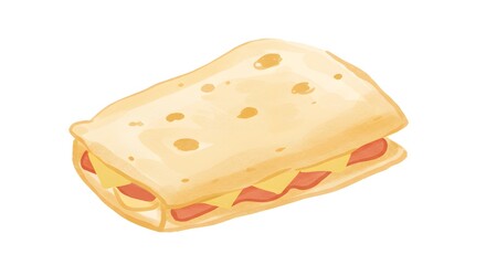 Watercolor Illustration of a Delicious Grilled Sandwich
