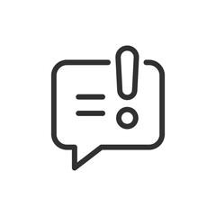 Alert message bubble, linear icon. Warning communication or system notice. Line with editable stroke.