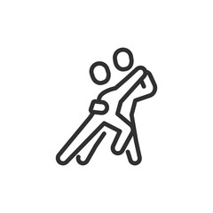 Dancing couple, linear icon. Ballroom dance, romance, and performance. Line with editable stroke.