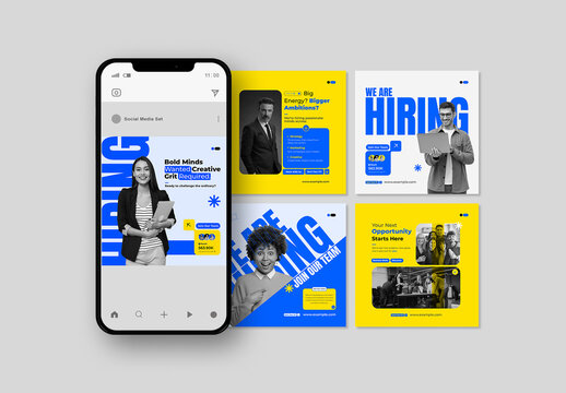 Professional and Clean Employee Hiring Social Media Post Template