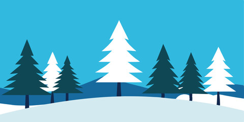 Obraz premium winter forest vector illustration