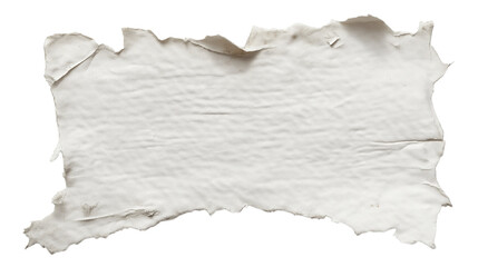 sheet of torn textured white paper isolated on white background