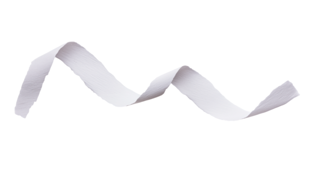 white ribbon floating isolated on white background