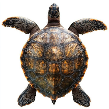 Giant sea turtle with detailed shell texture and flippers