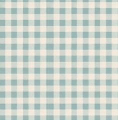 Light blue and cream gingham check seamless pattern