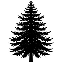 Black christmas tree isolated on white background