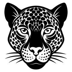 Elegant leopard head silhouette on white background