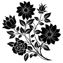 seamless floral silhouette on white background