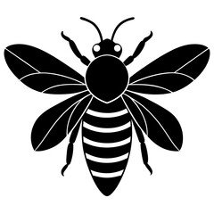 vector illustration of a Simple Honey Bee black on white background