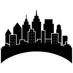 City skyline vector silhouette on white background