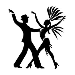 Minimalist Black SVG Silhouette of a Samba Dancer for Carnival or Festival Design Projects