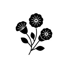 creative Minimalist single-stem blooms Icon vector silhouette illustration isolated on white background