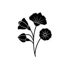 creative Minimalist single-stem blooms Icon vector silhouette illustration isolated on white background