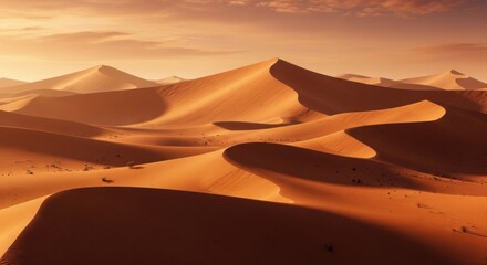 Majestic Golden Sand Dunes Under Warm Sunset Light Majestic Golden Sand Dunes