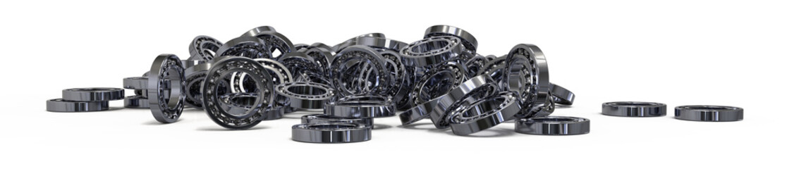 3D Render of intertwined ball bearings, symbolizing interconnectedness, technology, and motion....