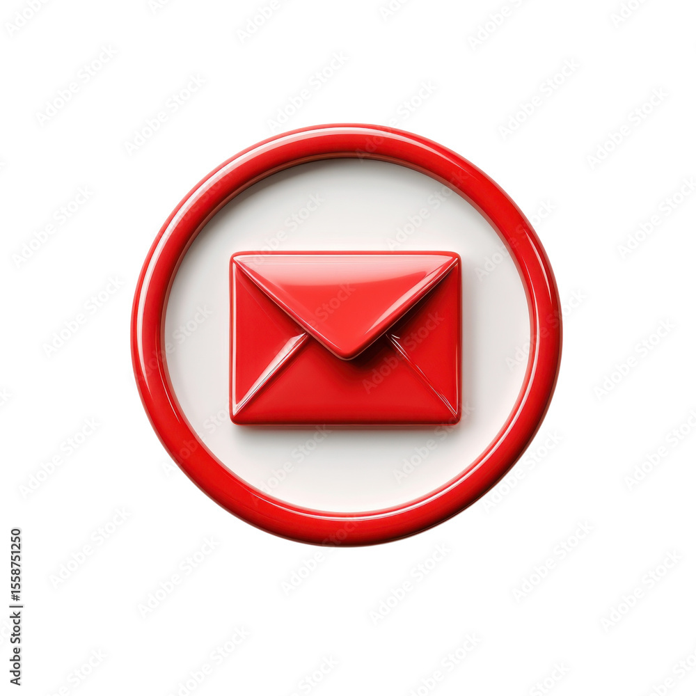 Poster email icon notification digital communication inbox alert message symbol on transparent background