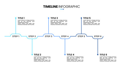 Outline timeline infographic 6 options, step, sequence. Six stage infographic template for business presentations.	