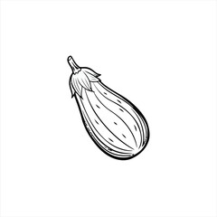 Simple Eggplant Silhouette in Minimalist Vegetable Illustration Style
