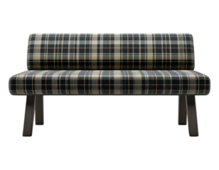 Stylish Plaid Bench with Wooden Legs