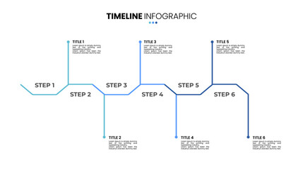 Outline timeline infographic 6 options, step, sequence. Six stage infographic template for business presentations.	