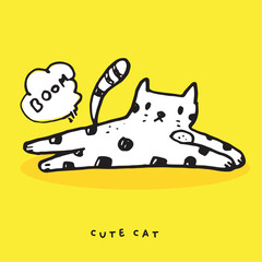 Cute cat doodle vector design,Cat hand drawn doodle cartoon,cat vector illustration, cute animal