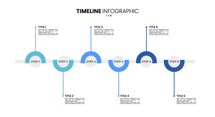 Circle timeline infographic 6 options, step, sequence. Six stage infographic template for business presentations.	