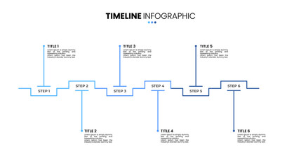 Outline timeline infographic 6 options, step, sequence. Six stage infographic template for business presentations.	