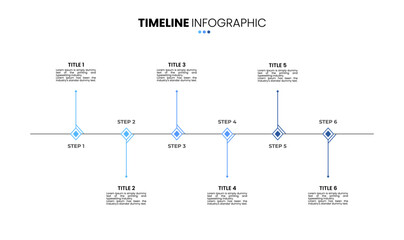 Outline timeline infographic 6 options, step, sequence. Six stage infographic template for business presentations.	