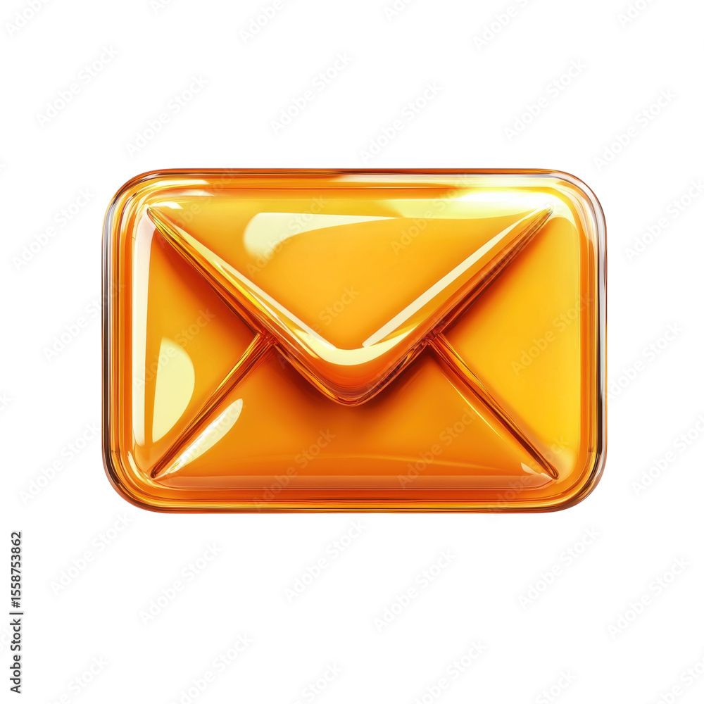Poster golden notification shiny message icon email alert business communication on transparent background
