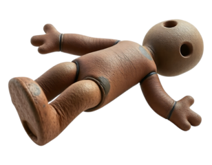 Realistic 3D Render of an Articulated Wooden Doll