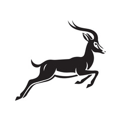 Jumping Gazelle Antelope Silhouette Logo Vector Illustration