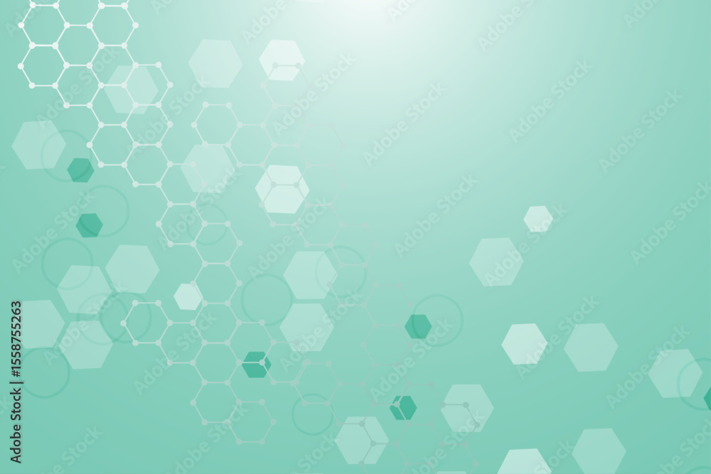 Poster abstract technology connect background lines and dots with hexagons. modern hexagons technology conc
