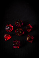 Glowing Red Magical RPG Dice Set