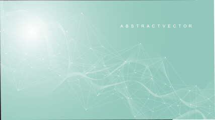 Geometric abstract background with connected line and dots. Structure molecule and communication. Big Data Visualization. Medical, technology, science background. Vector illustration.