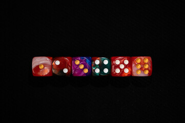 Colorful Six-Sided Dice in Numerical Order