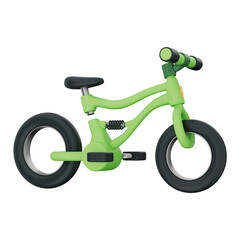 Green electric bike for clean transport and eco mobility in urban city 3d illustration