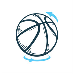 Spinning Basketball Icon with Motion Arrows Ball with Subtle Spin Indication