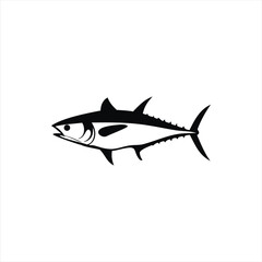Tuna Silhouette Isolated on White – Marine Life Clip Art for Ocean and Seafood Themes
