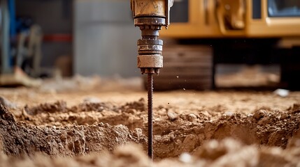 Powerful pile boring machine drilling deep with space for industrial branding and messaging