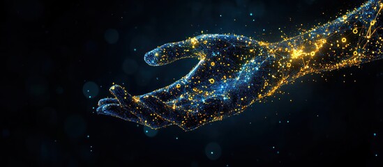 Glowing fish skeleton floating over underwater world map on dark background