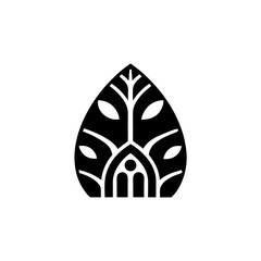 creative Architectural botanicals (e.g., tropical leaves, structural stems)Icon vector silhouette illustration isolated on white background