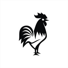 Rooster Silhouette Isolated on White – Farm Animal Clip Art for Rustic and Country Themes
