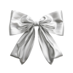 Naklejka premium Elegant silver satin ribbon bow isolated on black background a perfect gift decoration