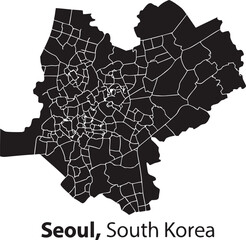 Obraz premium Detailed Vector Map of Seoul South Korea with Administrative Divisions